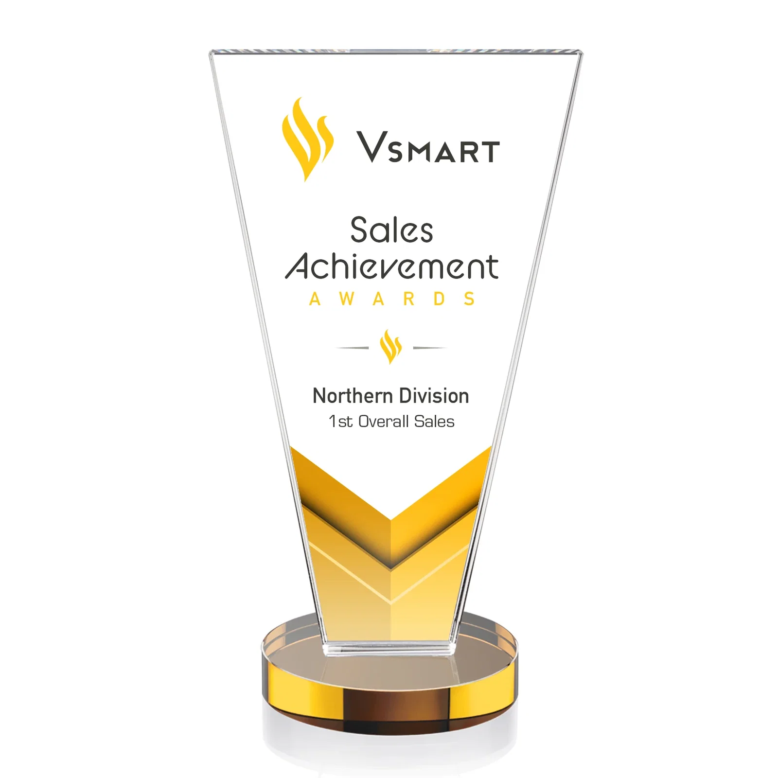 Branded Optical Crystal Award with Bottom-Tapered Beveled Edges, awards for sales achievement awards