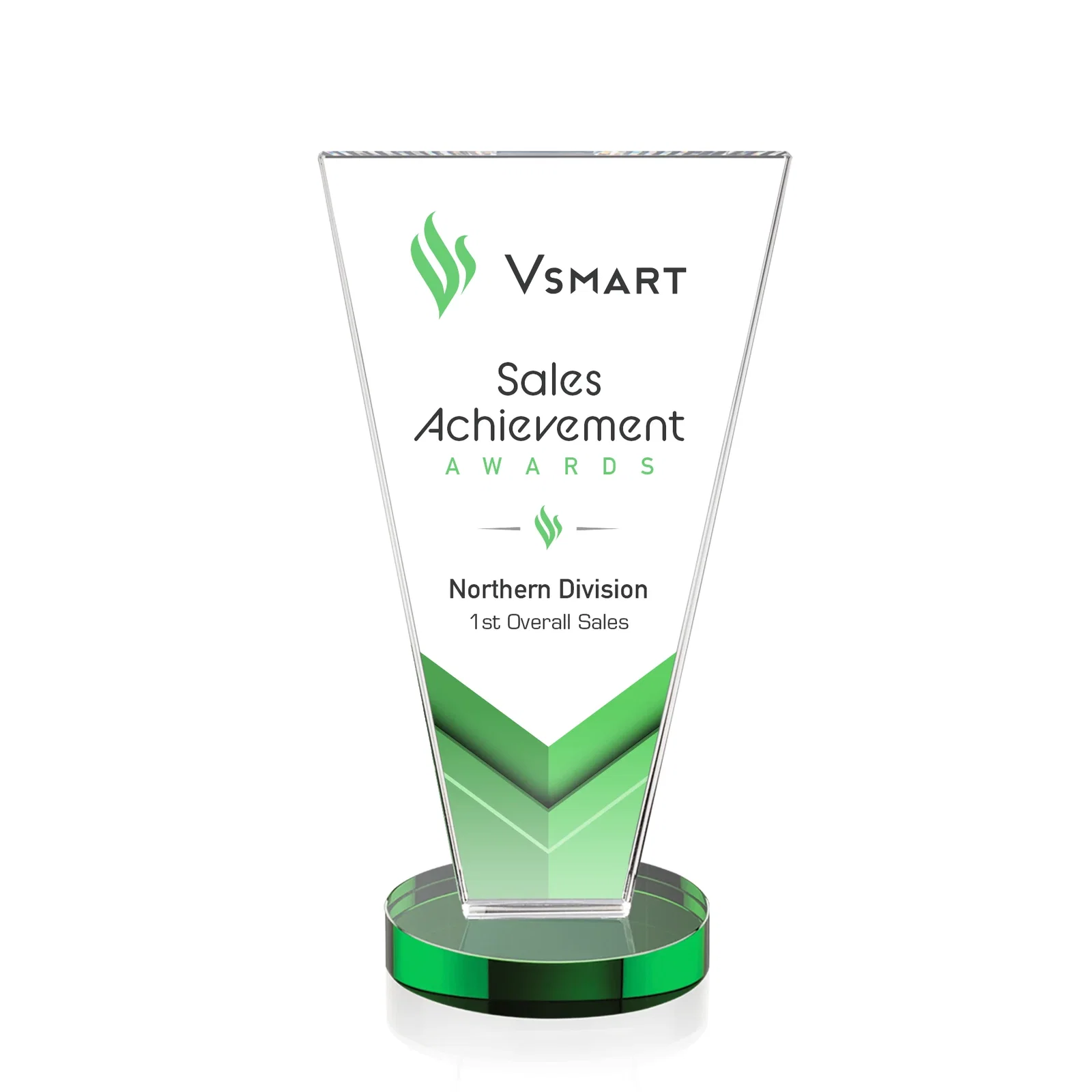Branded Optical Crystal Award with Bottom-Tapered Beveled Edges, awards for donor appreciation
