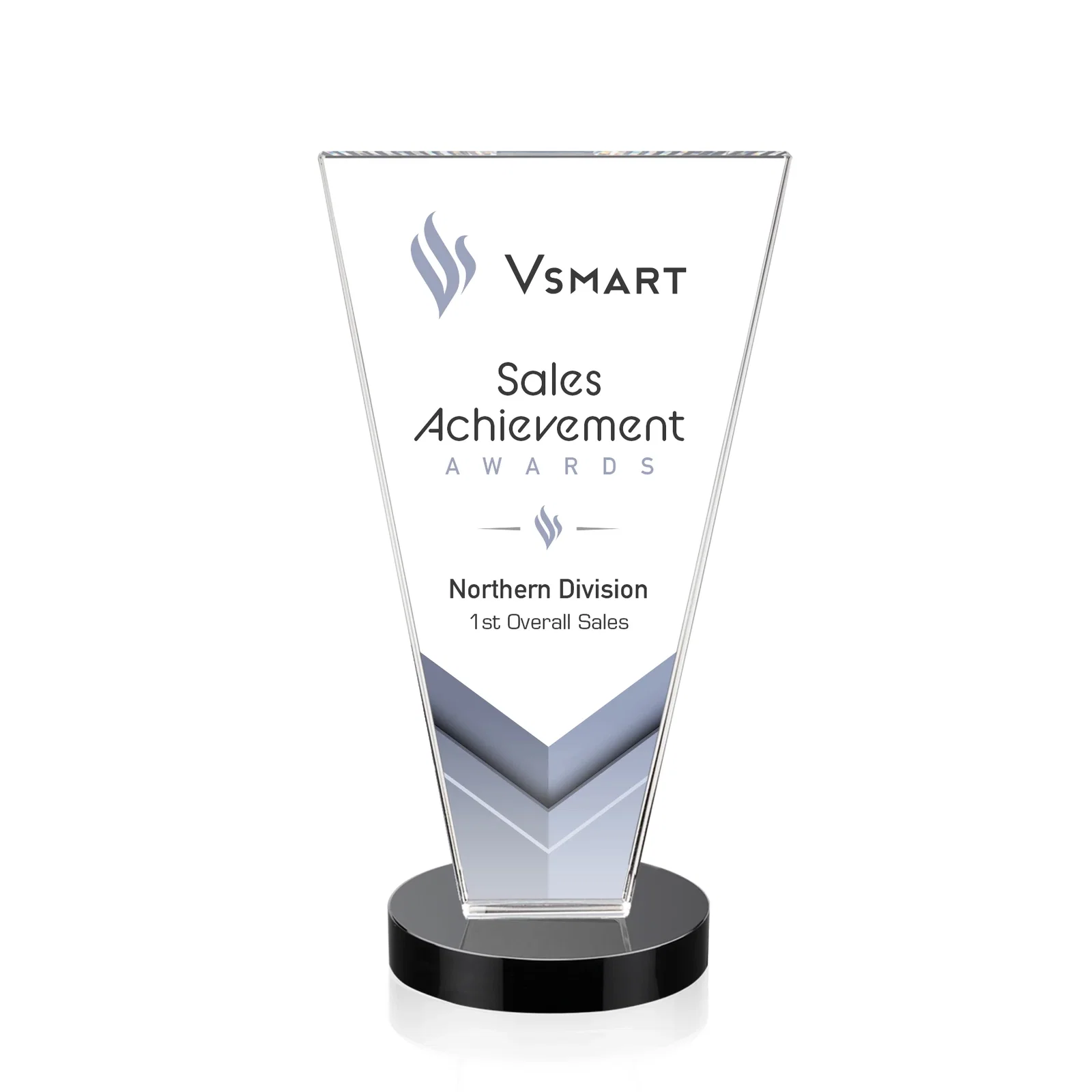 Branded Optical Crystal Award with Bottom-Tapered Beveled Edges, awards for dealer and partner awards
