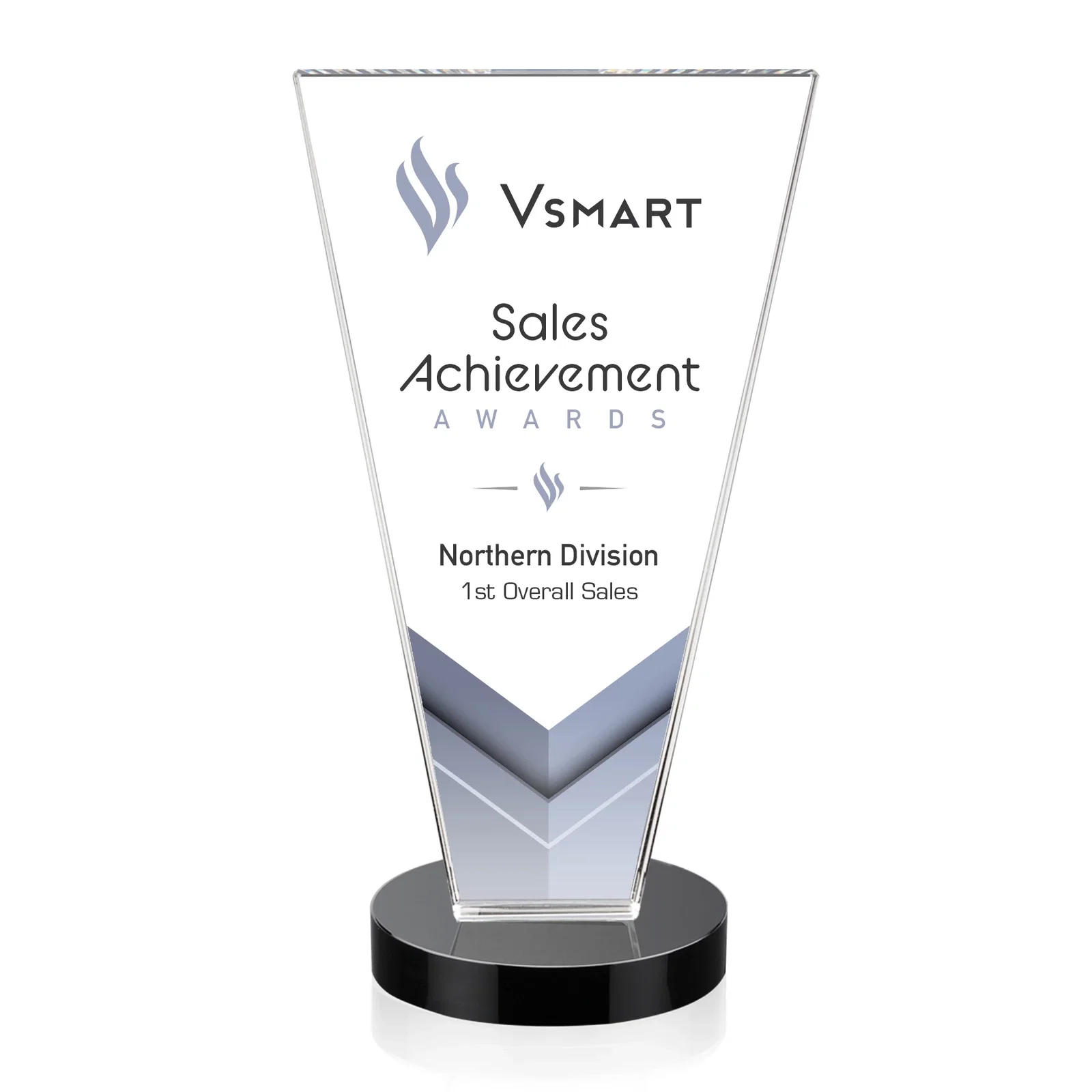 Custom printed Optical Crystal Award with Bottom-Tapered Beveled Edges, awards for employee recognition