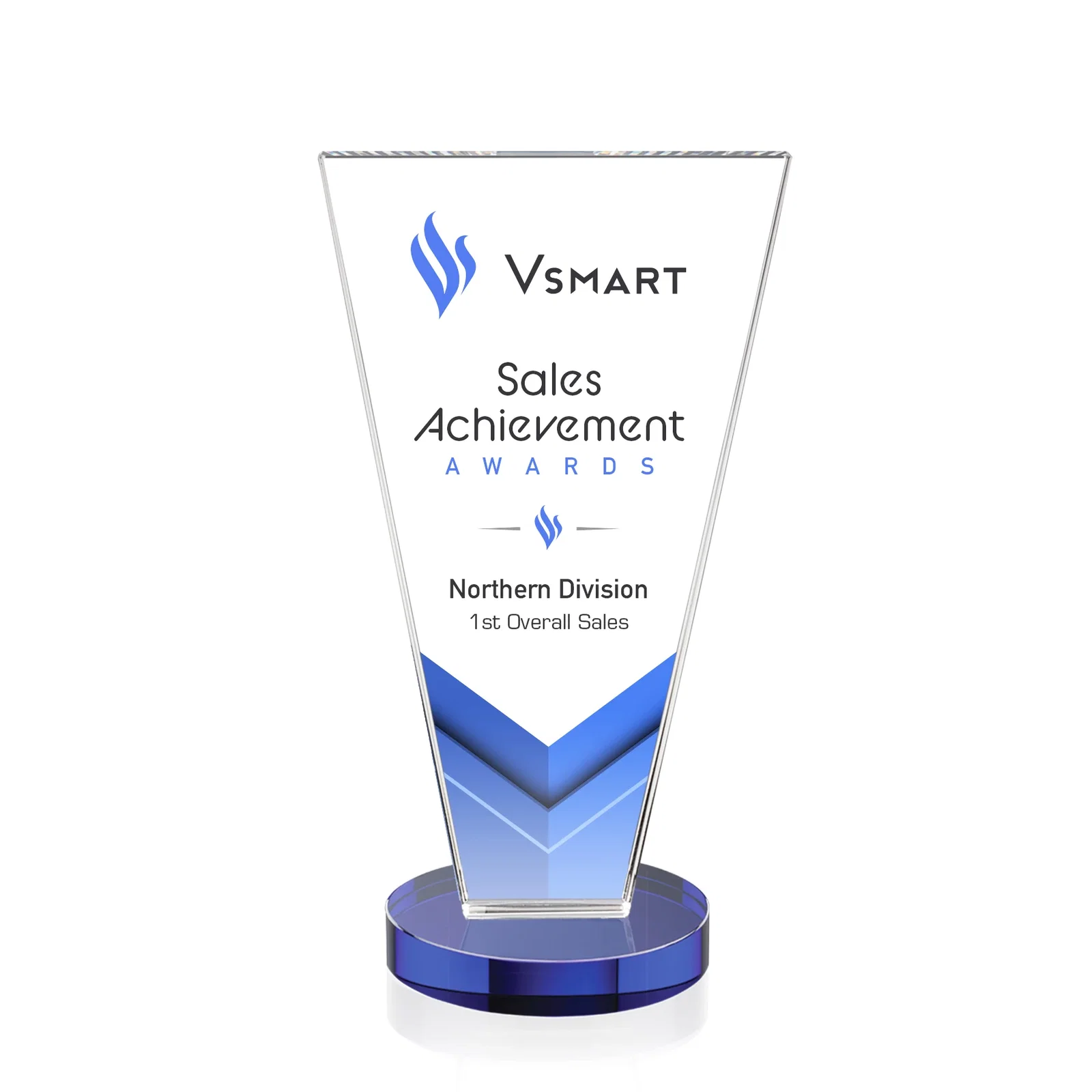 Custom printed Optical Crystal Award with Bottom-Tapered Beveled Edges, awards for service anniversary gifts