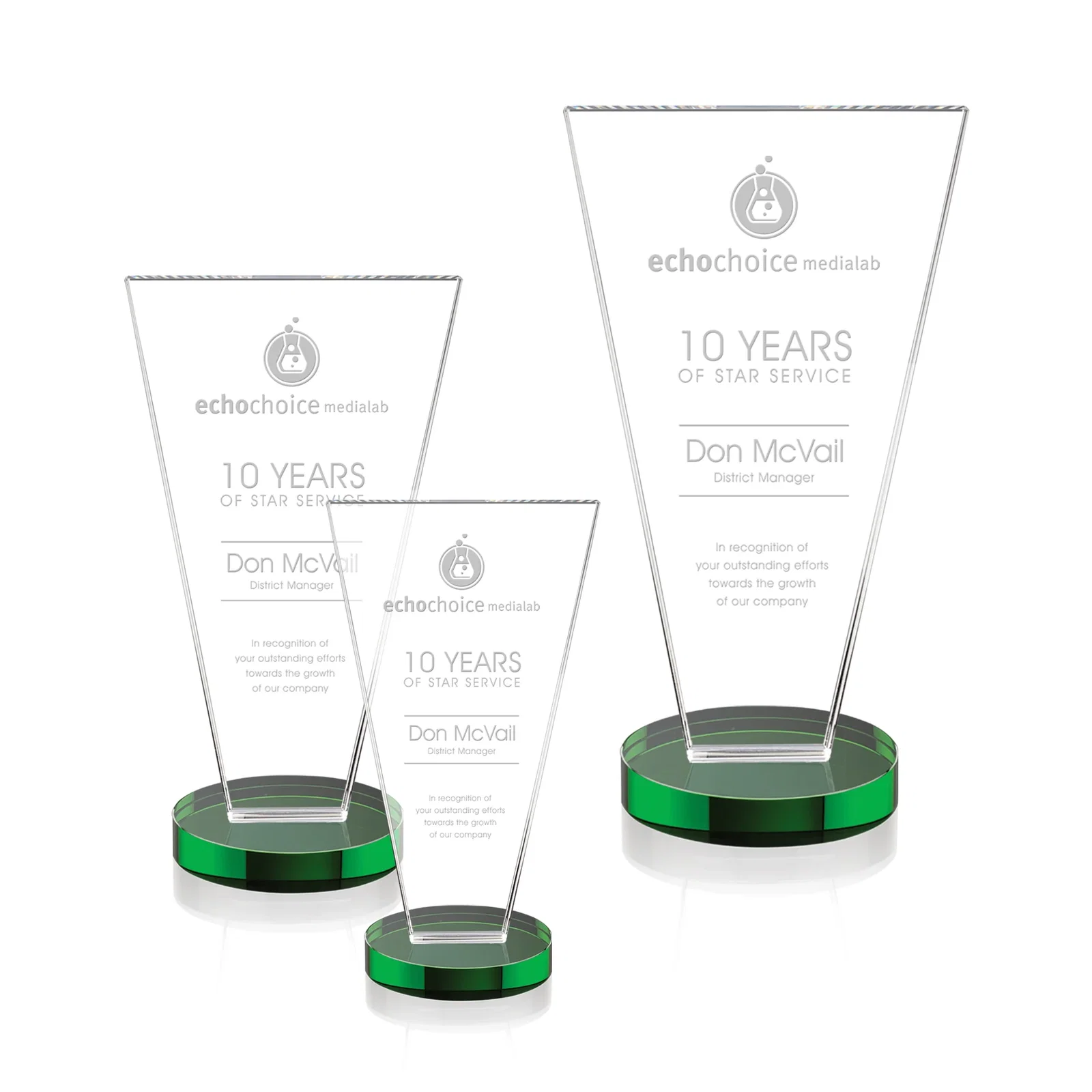 Custom Optical Crystal Award with Bottom-Tapered Beveled Edges, awards for retirement presentations