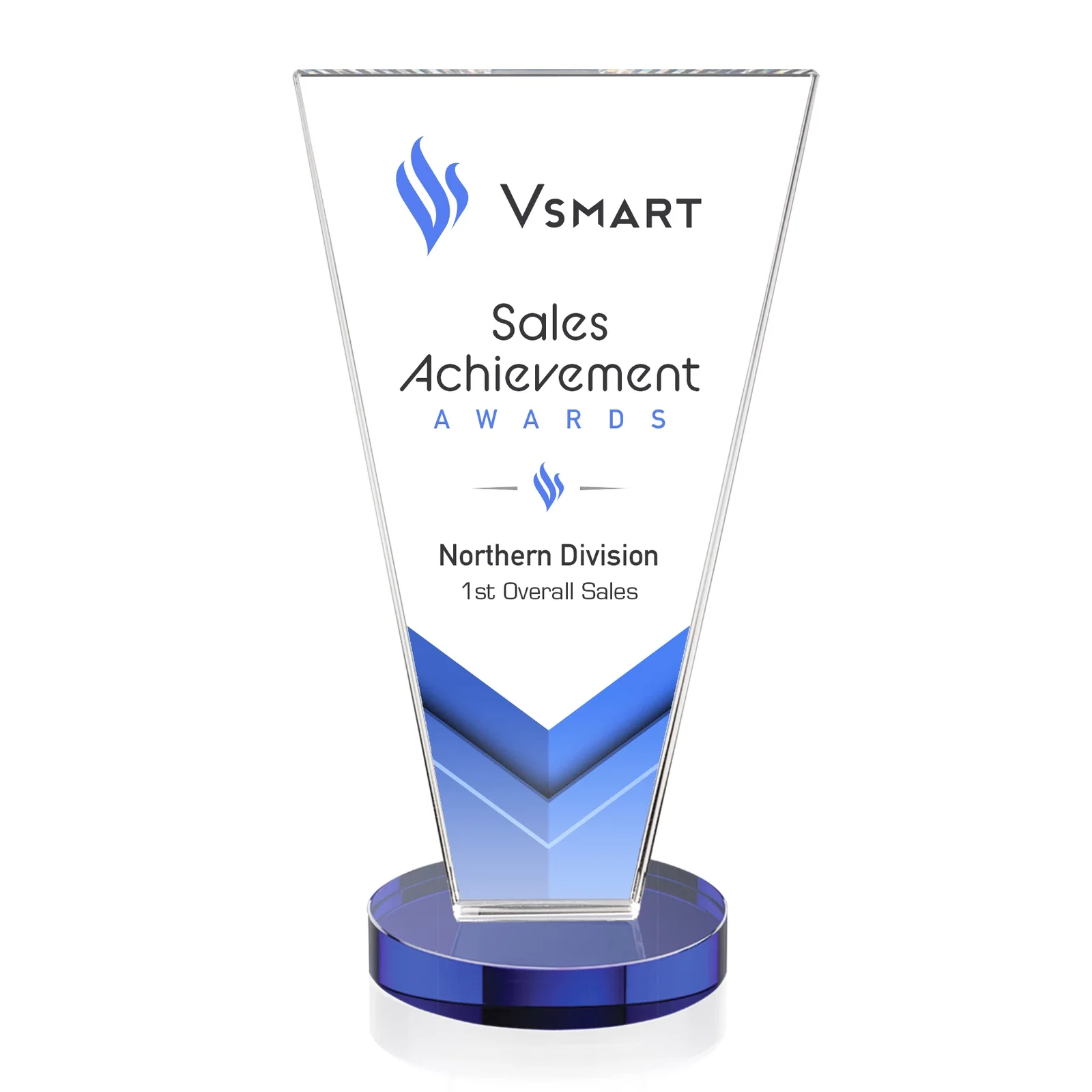 Custom printed Optical Crystal Award with Bottom-Tapered Beveled Edges, awards for retirement presentations