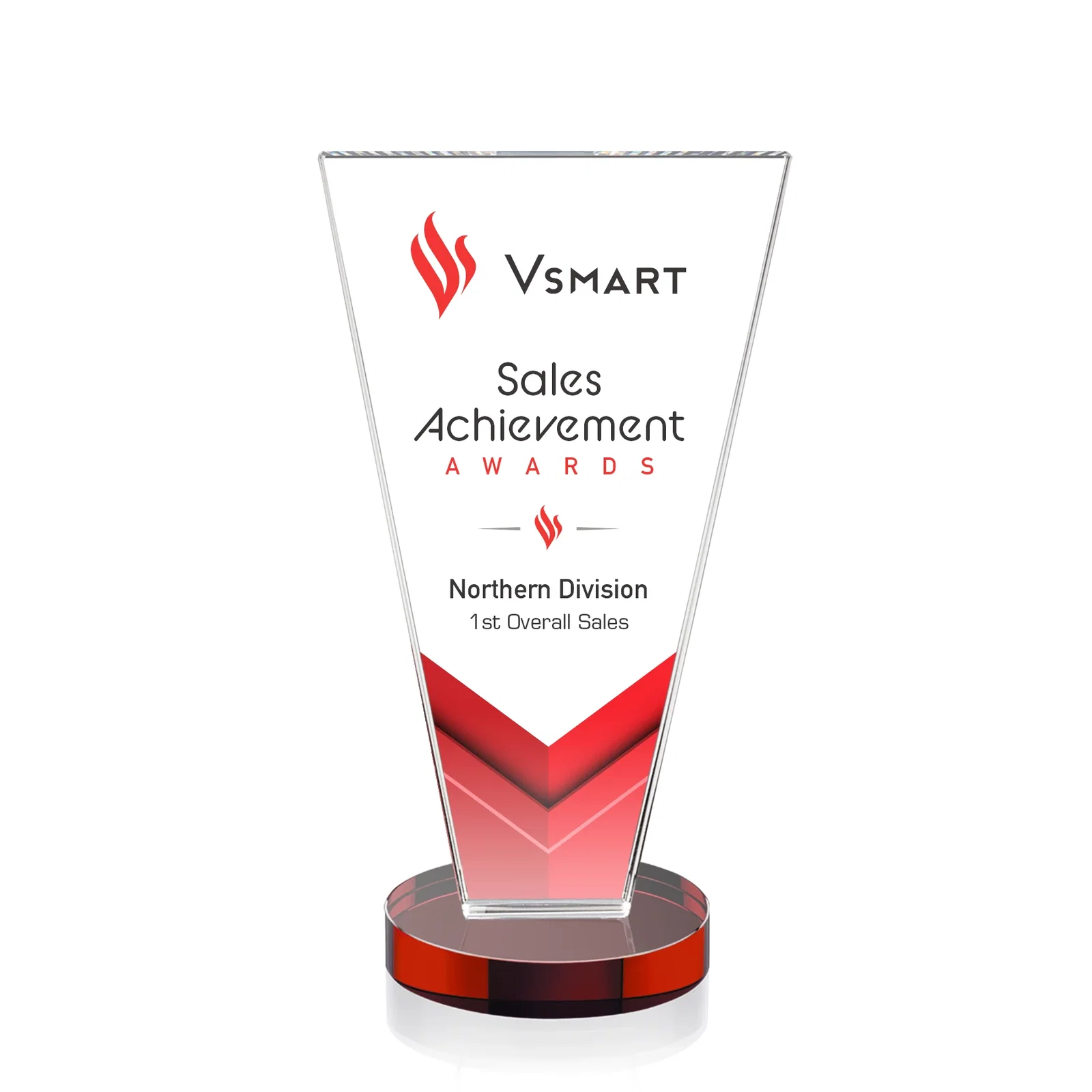 Custom printed Optical Crystal Award with Bottom-Tapered Beveled Edges, awards for donor appreciation