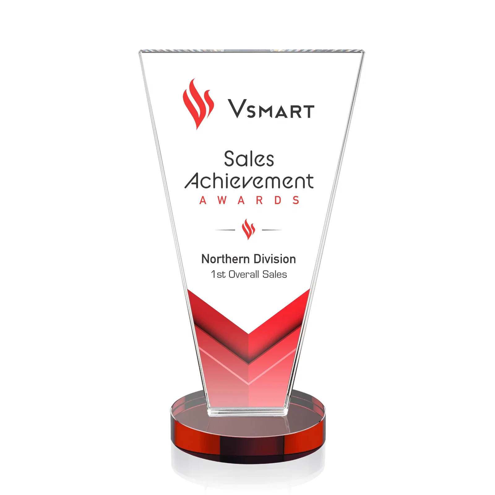 Custom printed Optical Crystal Award with Bottom-Tapered Beveled Edges, awards for graduation ceremonies