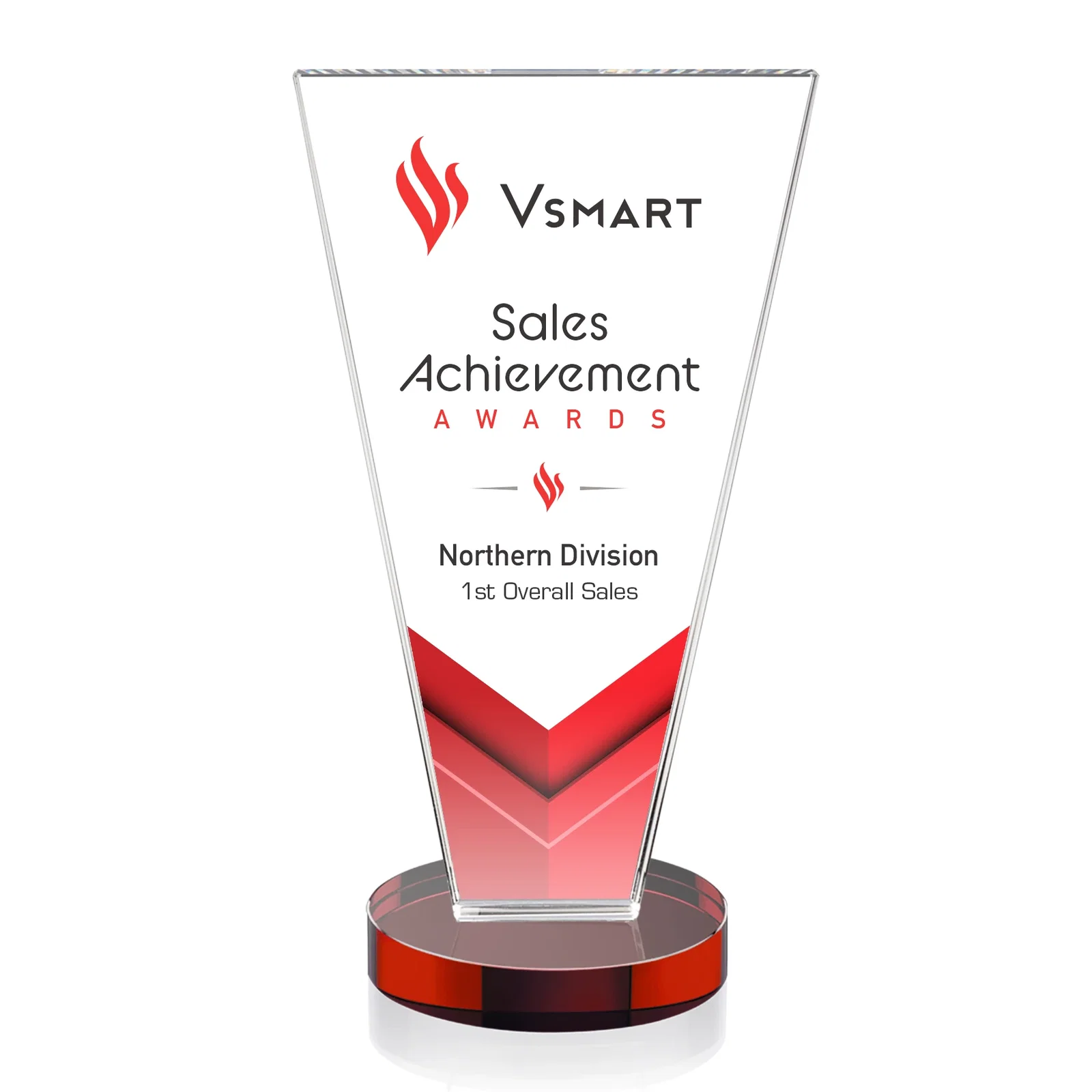 Custom printed Optical Crystal Award with Bottom-Tapered Beveled Edges, awards for safety achievement programs
