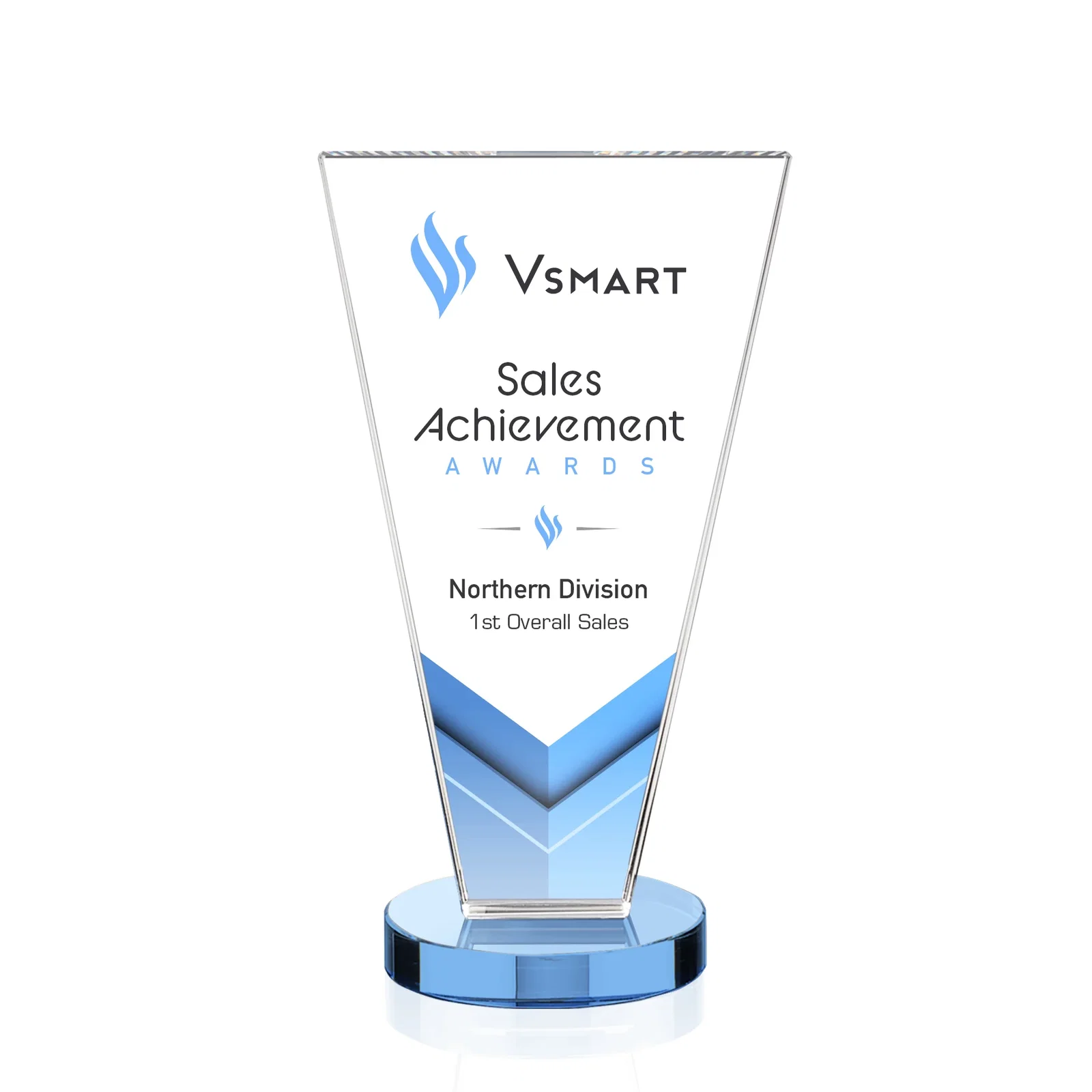 Custom printed Optical Crystal Award with Bottom-Tapered Beveled Edges, awards for dealer and partner awards