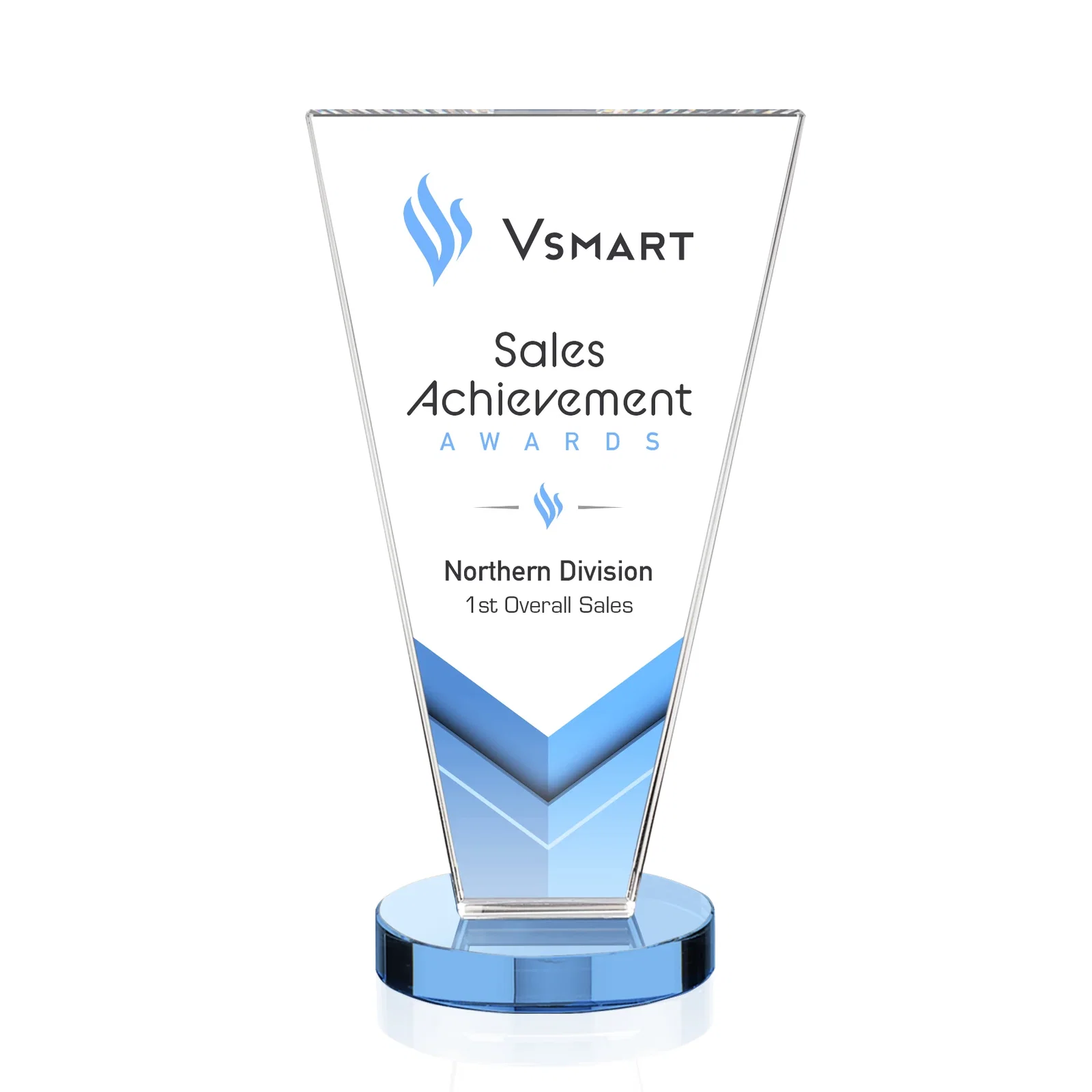 Custom printed Optical Crystal Award with Bottom-Tapered Beveled Edges, awards for company anniversary events