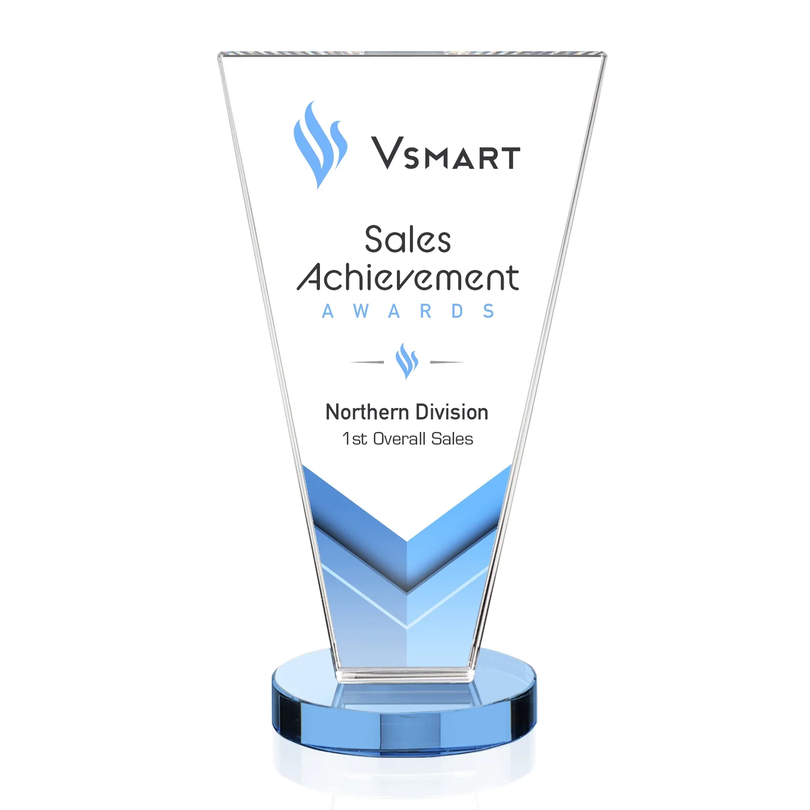 Customized Optical Crystal Award with Bottom-Tapered Beveled Edges, awards for employee recognition