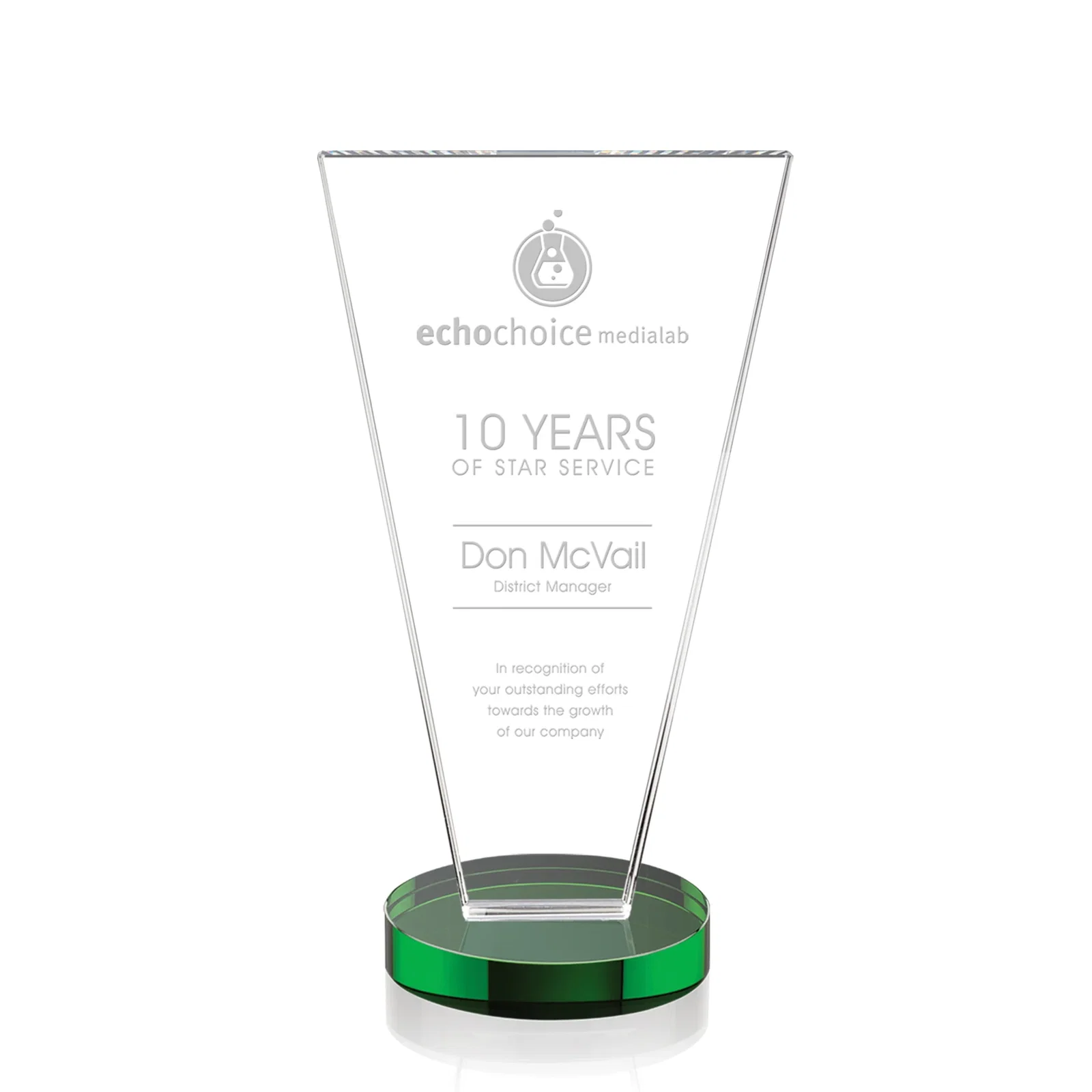 Custom Optical Crystal Award with Bottom-Tapered Beveled Edges, awards for team milestone celebrations