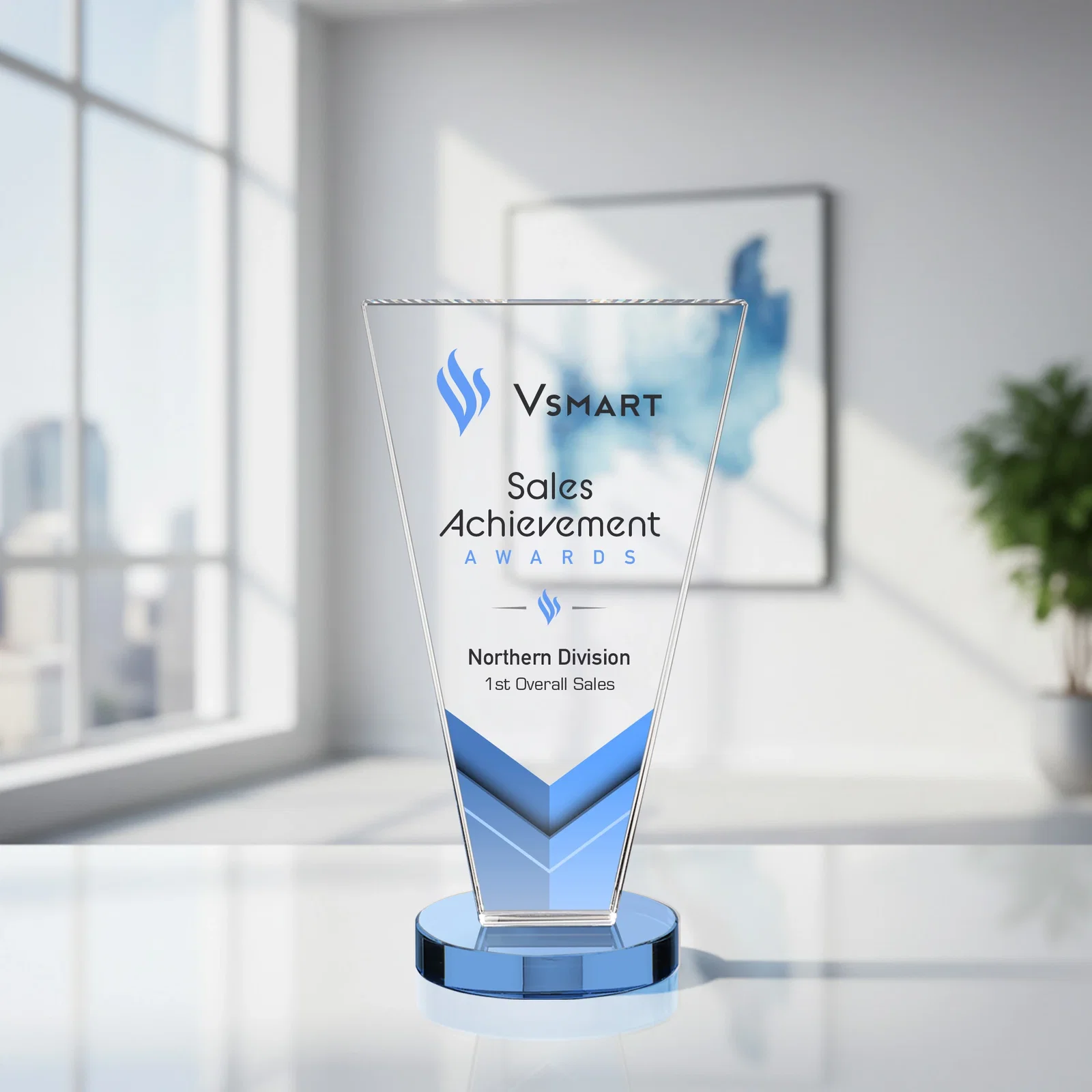 Customized Optical Crystal Award with Bottom-Tapered Beveled Edges, awards for corporate award ceremonies