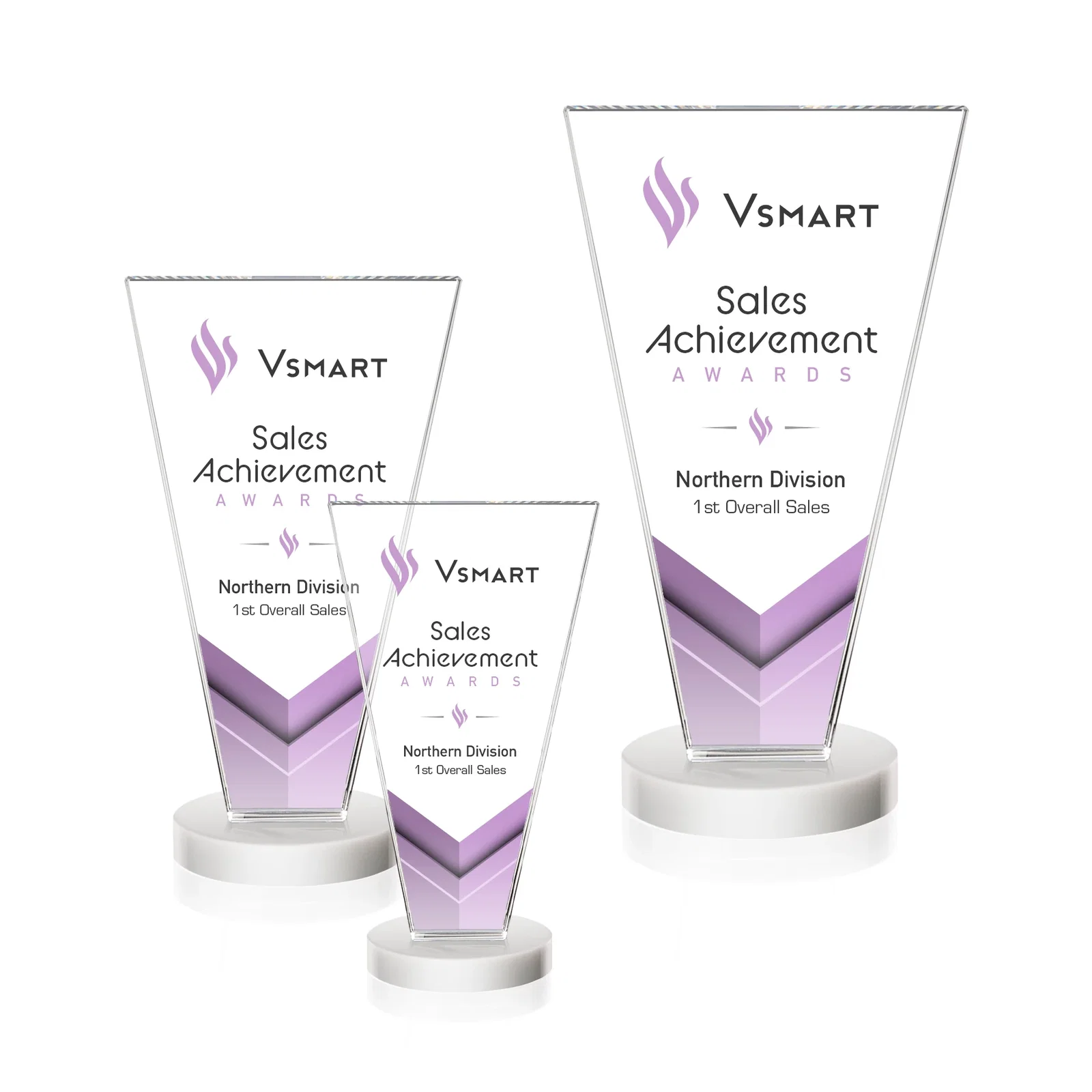 Customized Optical Crystal Award with Bottom-Tapered Beveled Edges, awards for service anniversary gifts