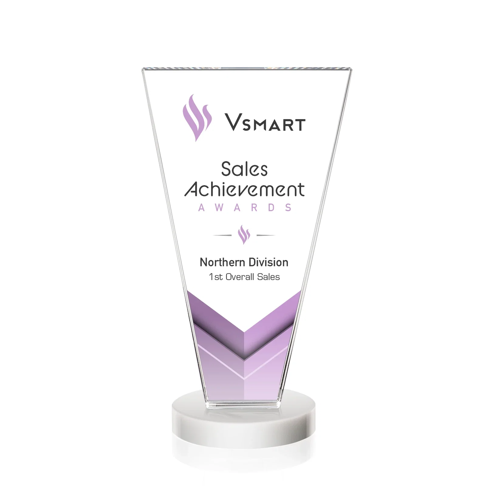 Customized Optical Crystal Award with Bottom-Tapered Beveled Edges, awards for sales achievement awards