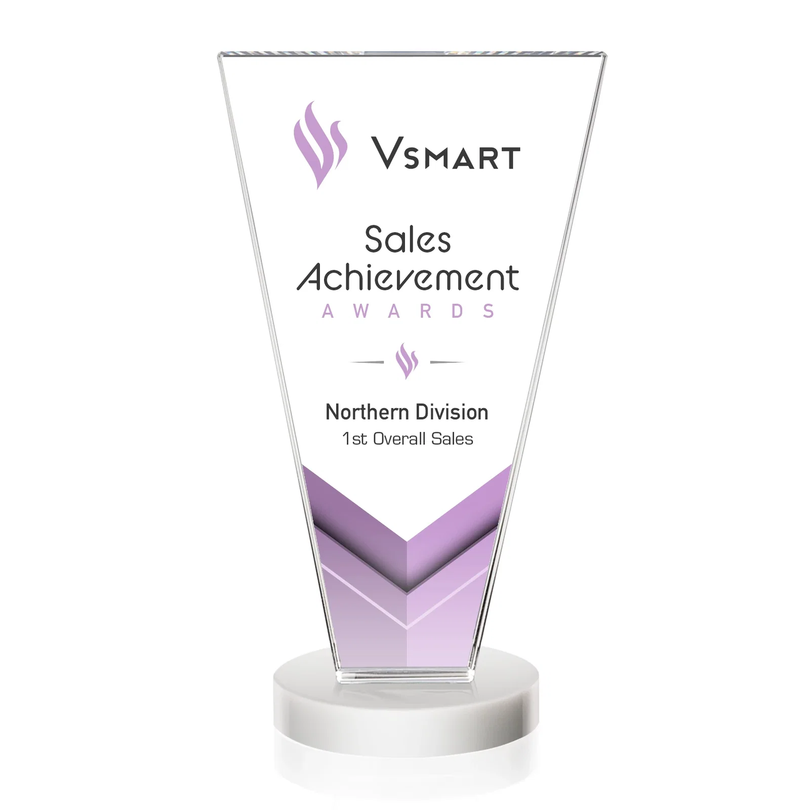 Customized Optical Crystal Award with Bottom-Tapered Beveled Edges, awards for team milestone celebrations