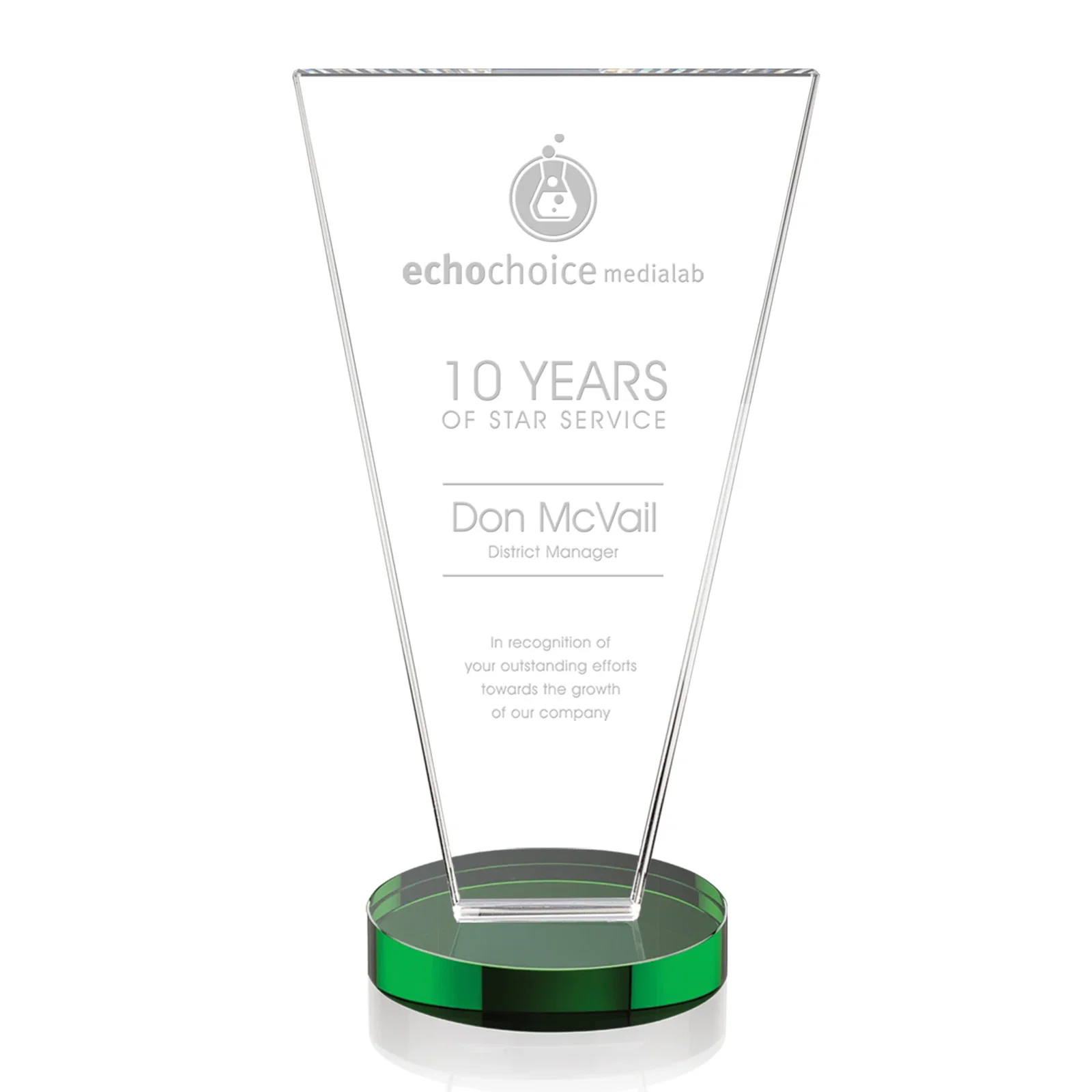 Custom Optical Crystal Award with Bottom-Tapered Beveled Edges, awards for graduation ceremonies