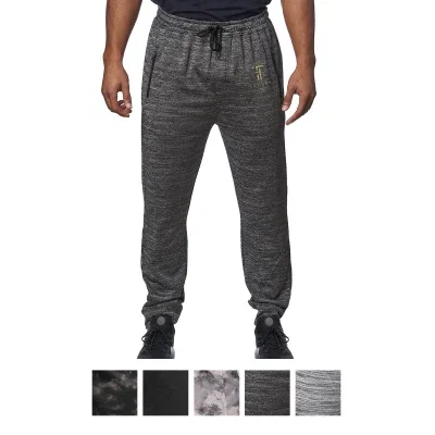 Performance fleece joggers shown in black from the front
