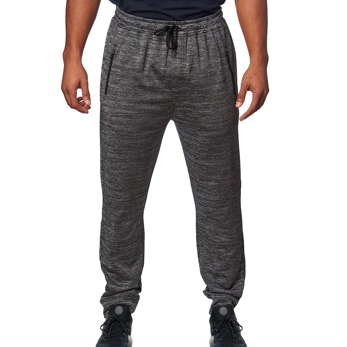 Heather charcoal pair displayed flat with tapered legs