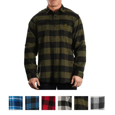 Red and black check pattern across the shirt front
