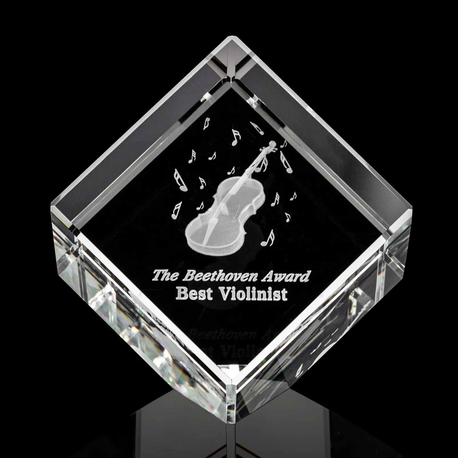 Custom Beveled Crystal Cube Paperweight, 2.75"-5.625" in 4 Sizes, client appreciation gift for volunteer appreciation