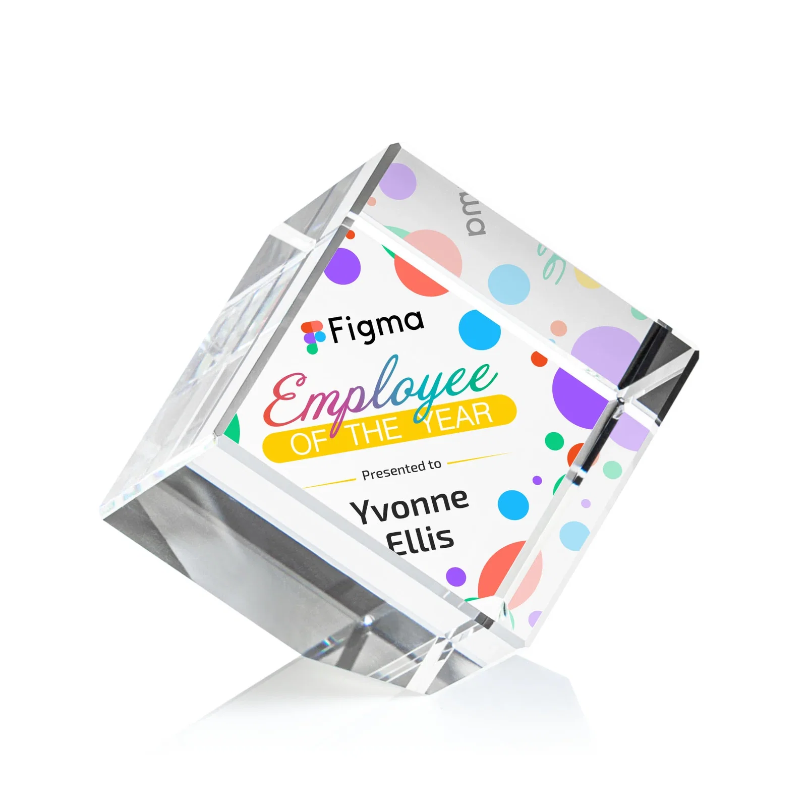 Custom Beveled Crystal Cube Paperweight, 2.75"-5.625" in 4 Sizes, client appreciation gift for company anniversary events