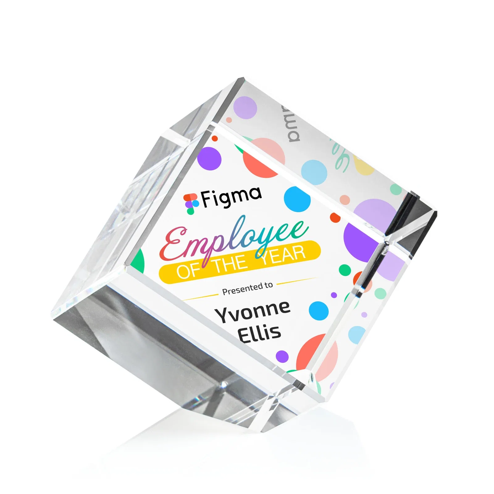 Personalized Beveled Crystal Cube Paperweight, 2.75"-5.625" in 4 Sizes, client appreciation gift for employee recognition