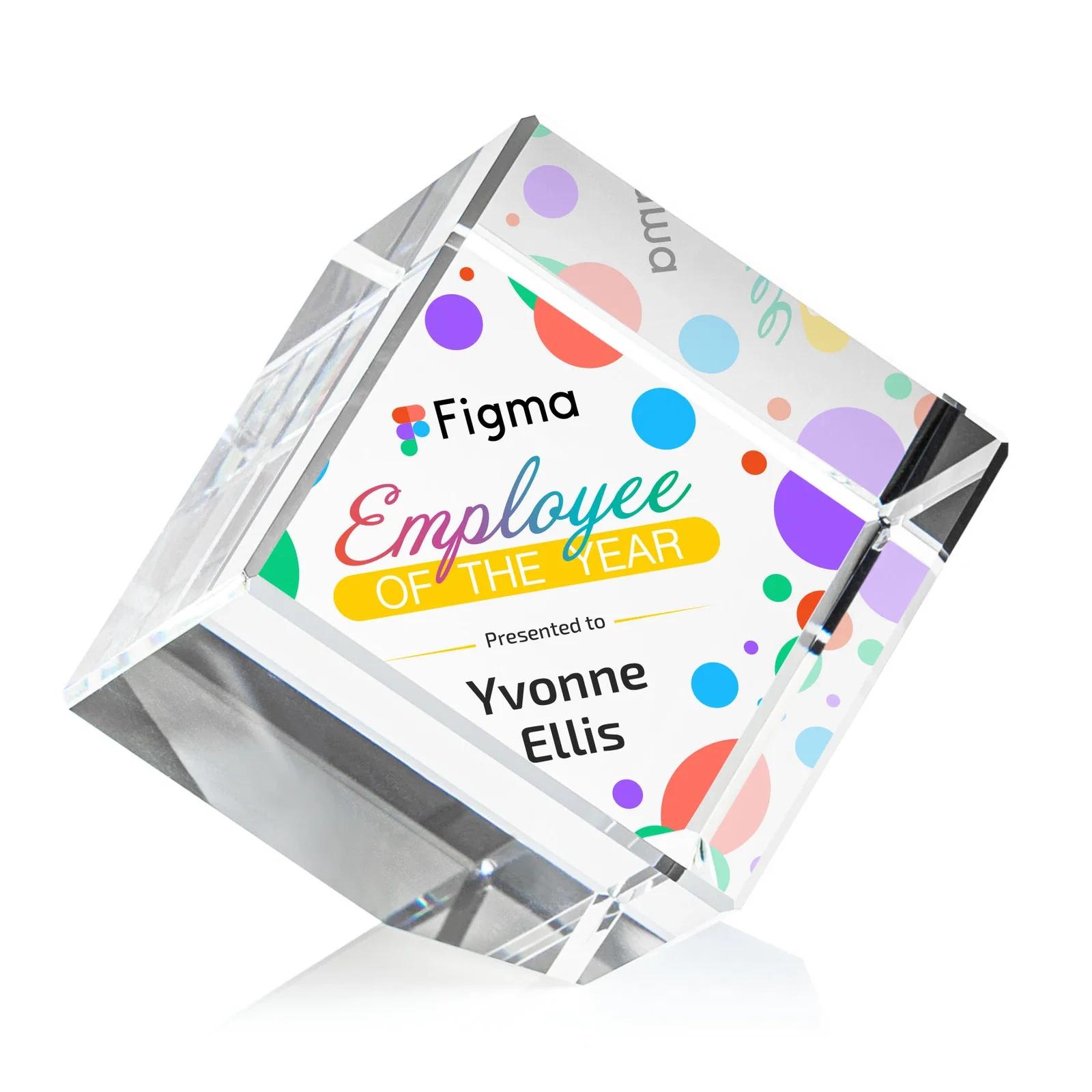 Personalized Beveled Crystal Cube Paperweight, 2.75"-5.625" in 4 Sizes, client appreciation gift for service anniversary gifts