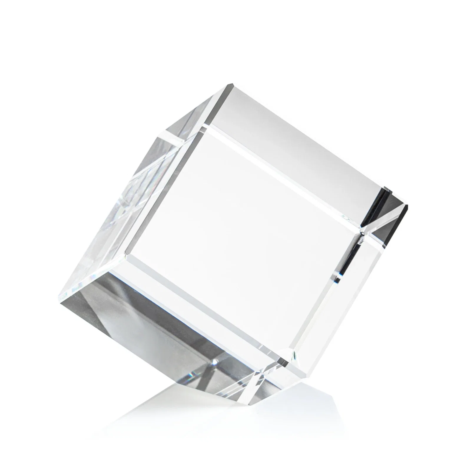 Personalized Beveled Crystal Cube Paperweight, 2.75"-5.625" in 4 Sizes, client appreciation gift for sales achievement awards