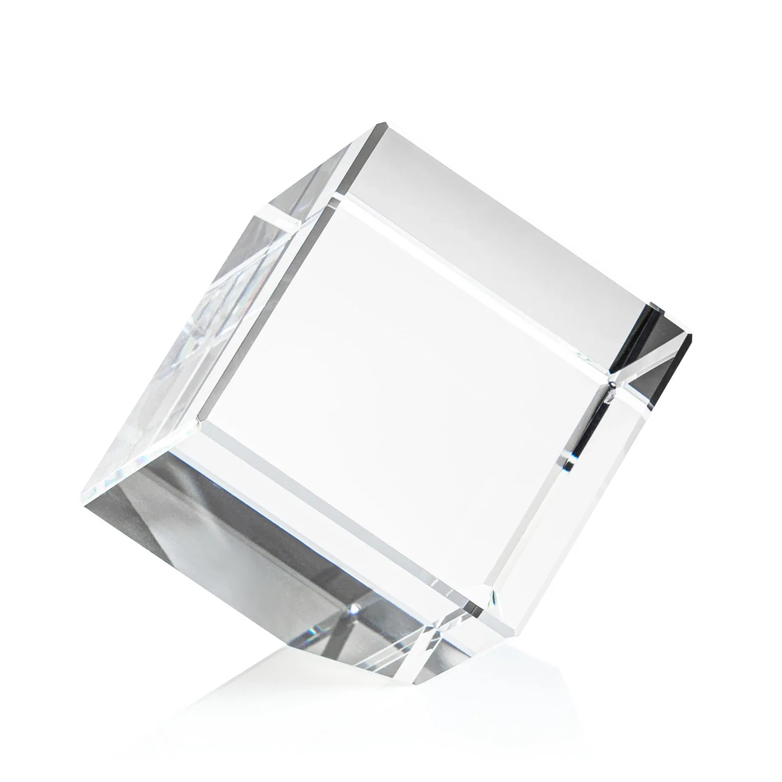 Personalized Beveled Crystal Cube Paperweight, 2.75"-5.625" in 4 Sizes, client appreciation gift for retirement presentations