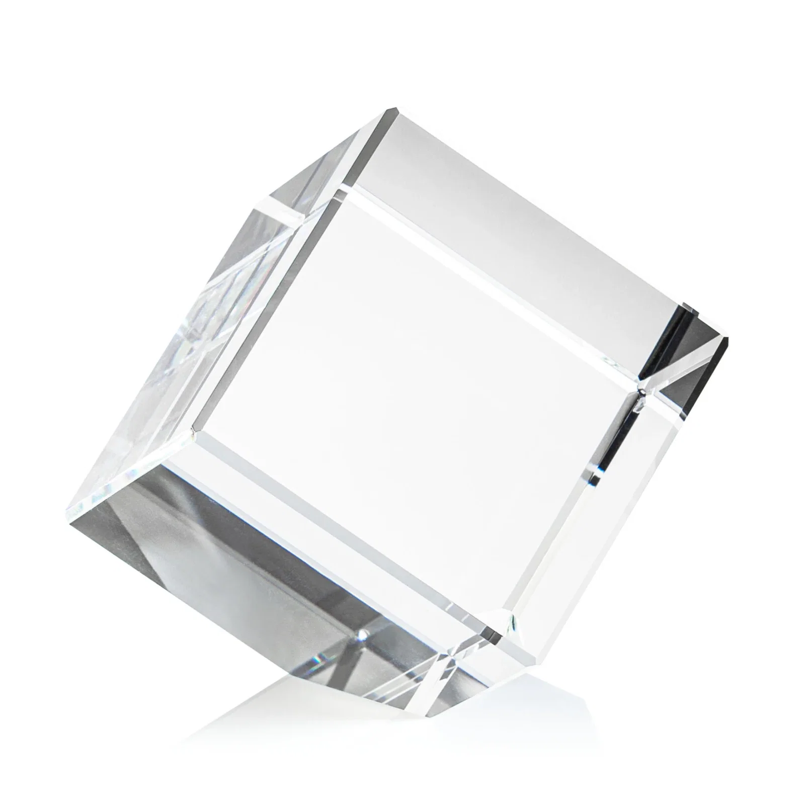 Personalized Beveled Crystal Cube Paperweight, 2.75"-5.625" in 4 Sizes, client appreciation gift for team milestone celebrations