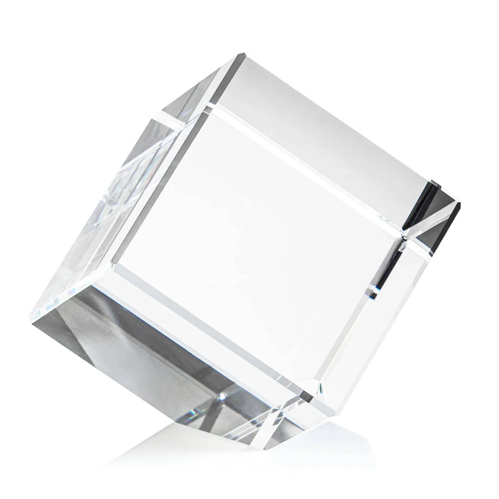 Personalized Beveled Crystal Cube Paperweight, 2.75"-5.625" in 4 Sizes, client appreciation gift for donor appreciation