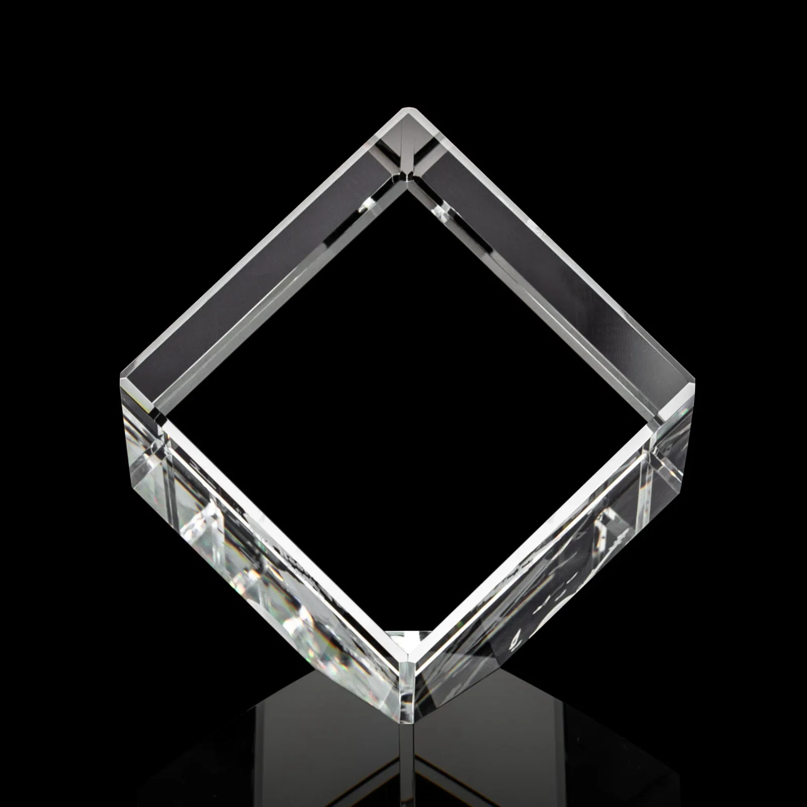 Personalized Beveled Crystal Cube Paperweight, 2.75"-5.625" in 4 Sizes, client appreciation gift for safety achievement programs