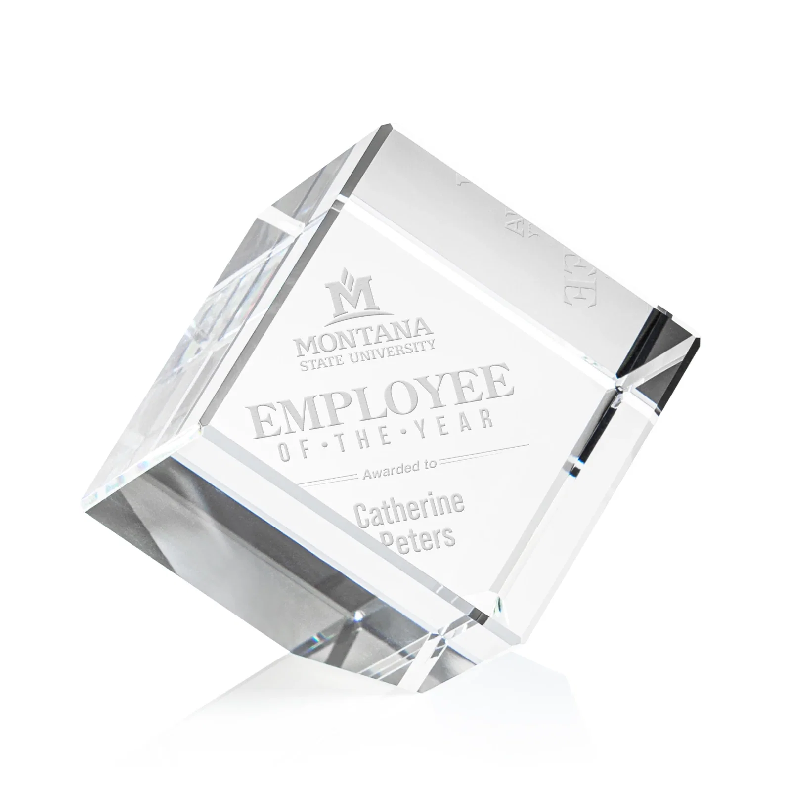 Custom Beveled Crystal Cube Paperweight, 2.75"-5.625" in 4 Sizes, client appreciation gift for service anniversary gifts