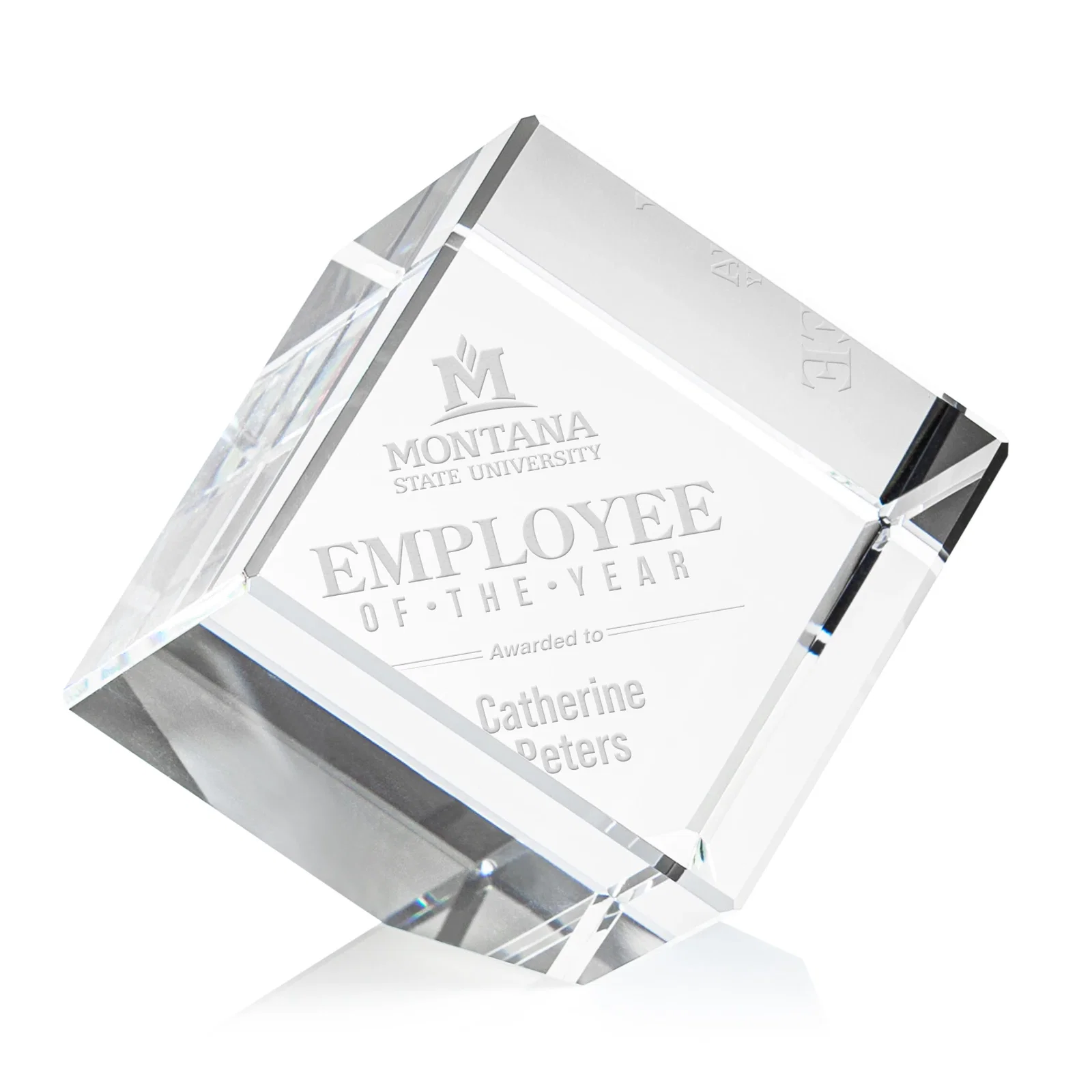 Custom Beveled Crystal Cube Paperweight, 2.75"-5.625" in 4 Sizes, client appreciation gift for retirement presentations
