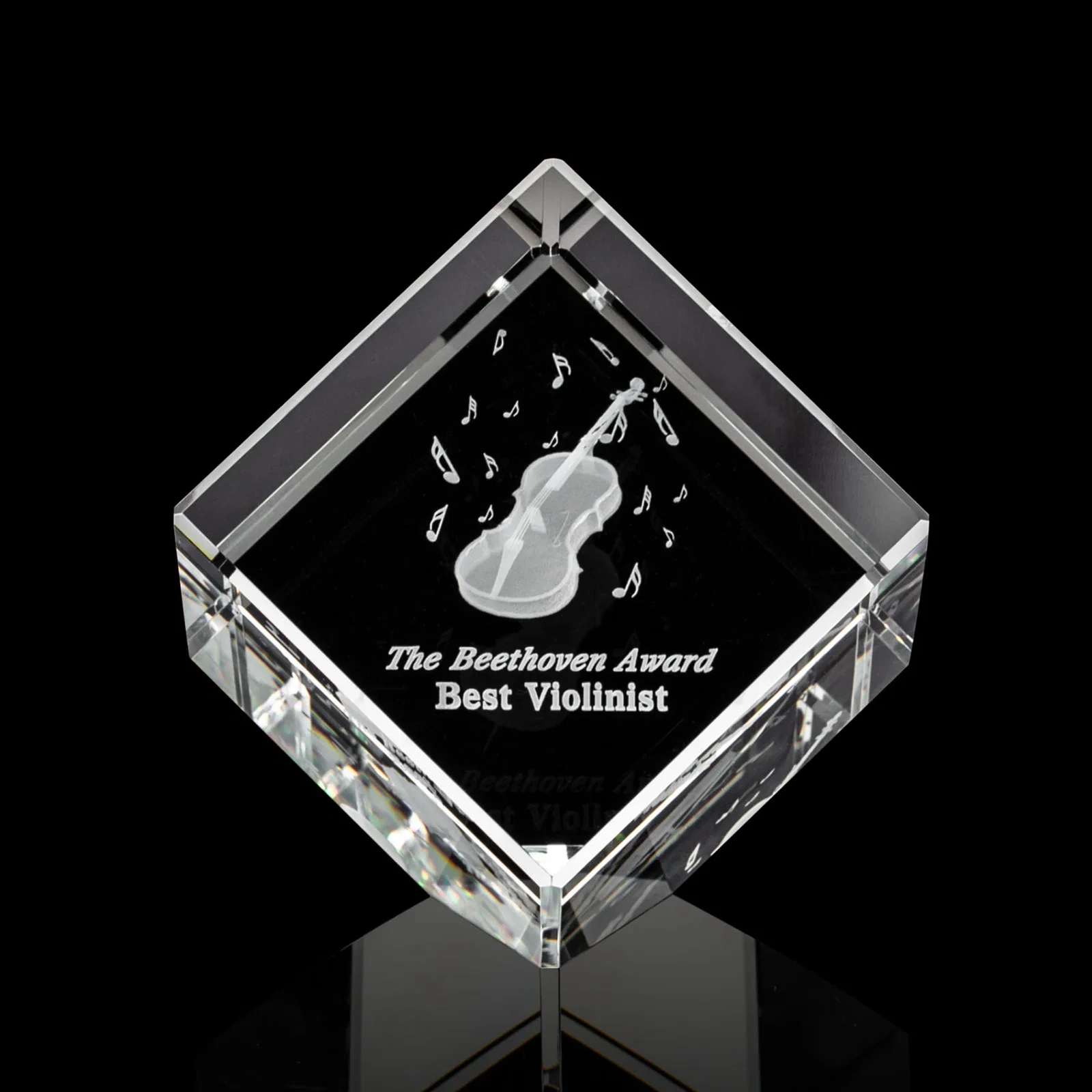 Custom Beveled Crystal Cube Paperweight, 2.75"-5.625" in 4 Sizes, client appreciation gift for donor appreciation