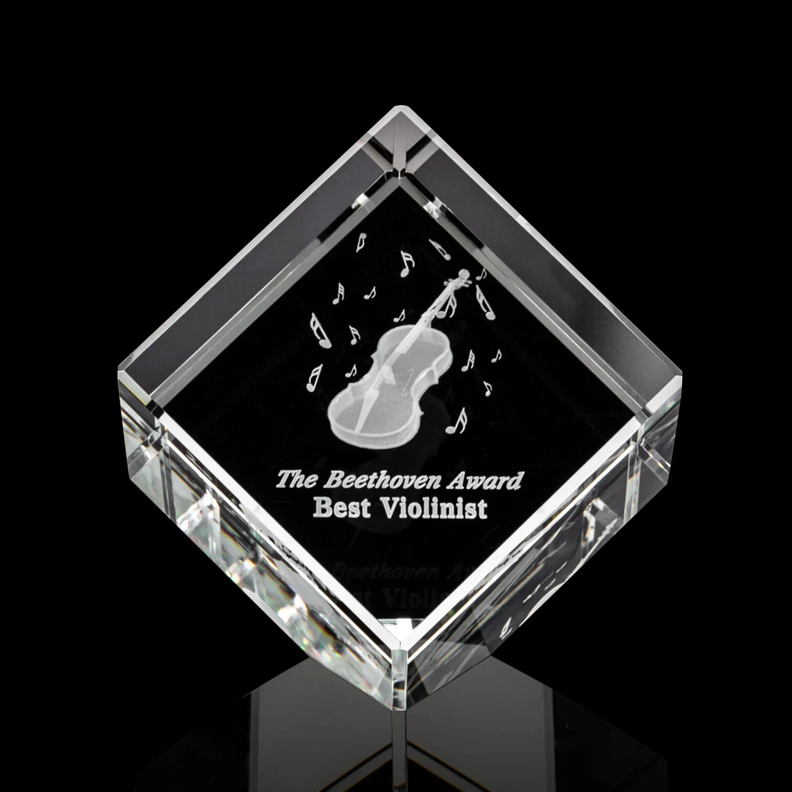 Custom Beveled Crystal Cube Paperweight, 2.75"-5.625" in 4 Sizes, client appreciation gift for graduation ceremonies