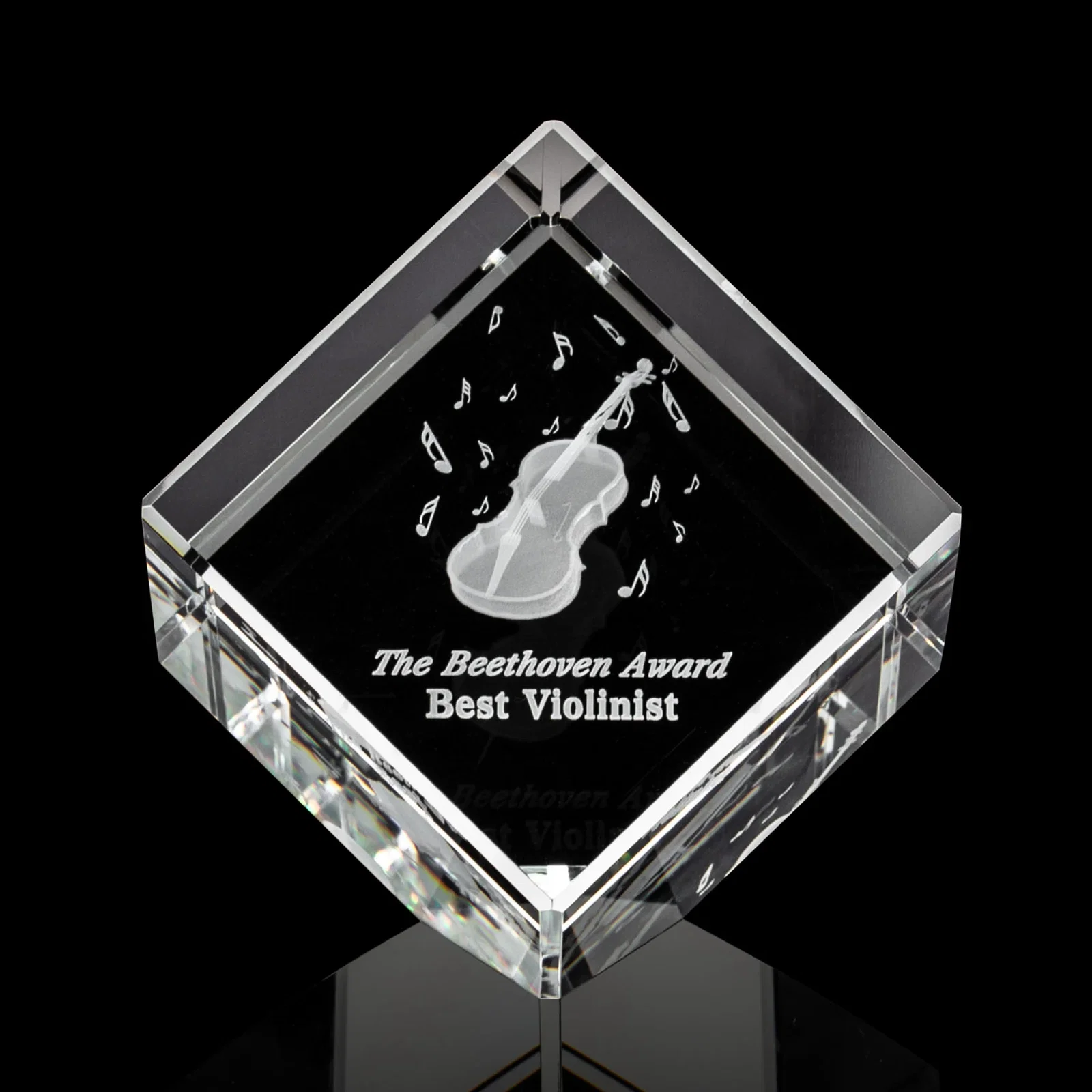 Custom Beveled Crystal Cube Paperweight, 2.75"-5.625" in 4 Sizes, client appreciation gift for safety achievement programs