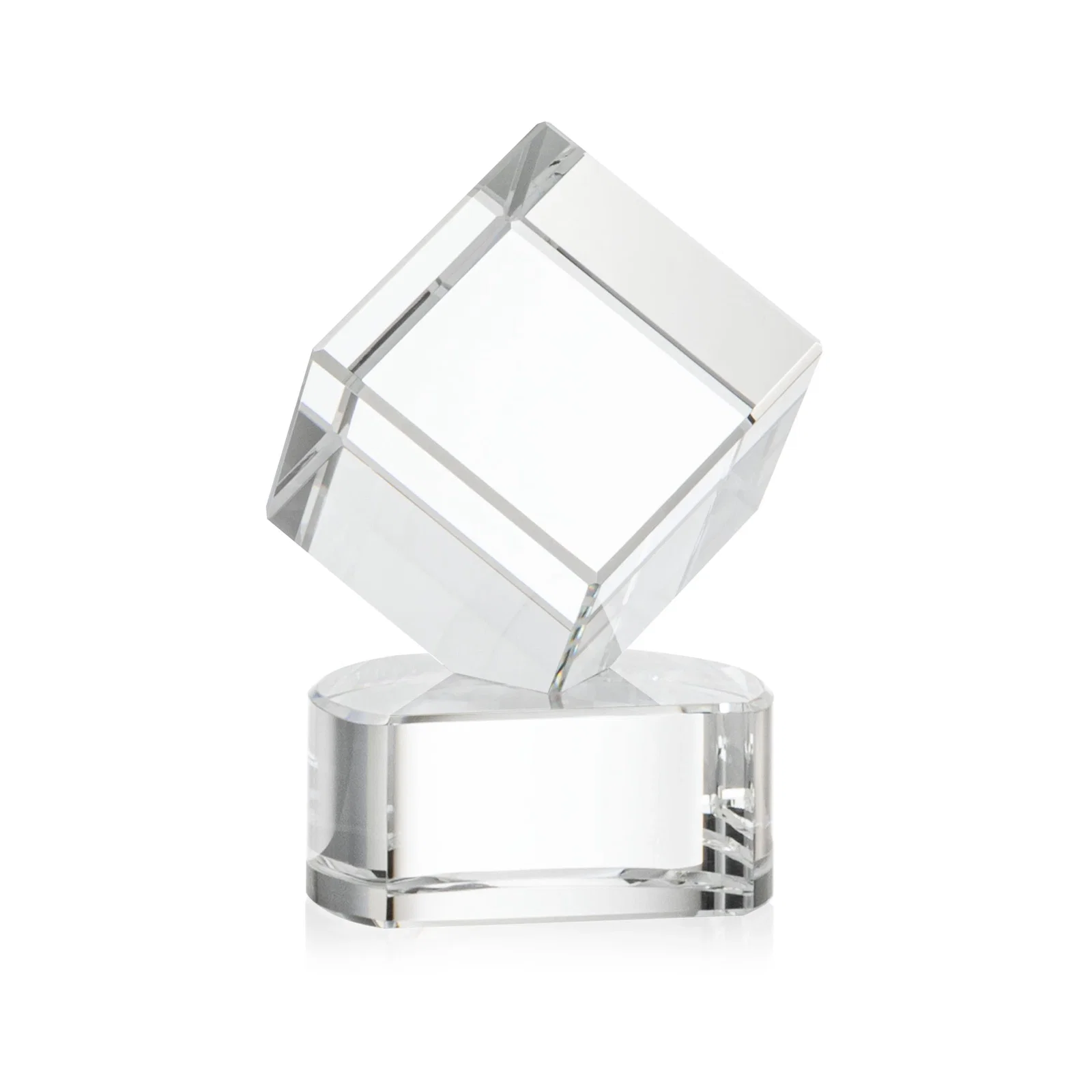 Custom printed Optical Crystal Cube Award with Ebony, Emerald or Sapphire Base, awards for employee recognition