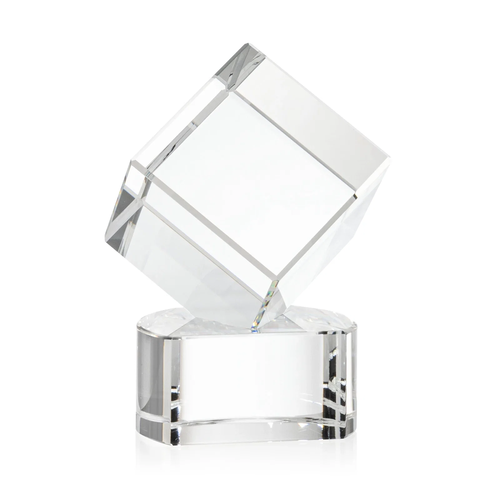 Custom printed Optical Crystal Cube Award with Ebony, Emerald or Sapphire Base, awards for corporate award ceremonies