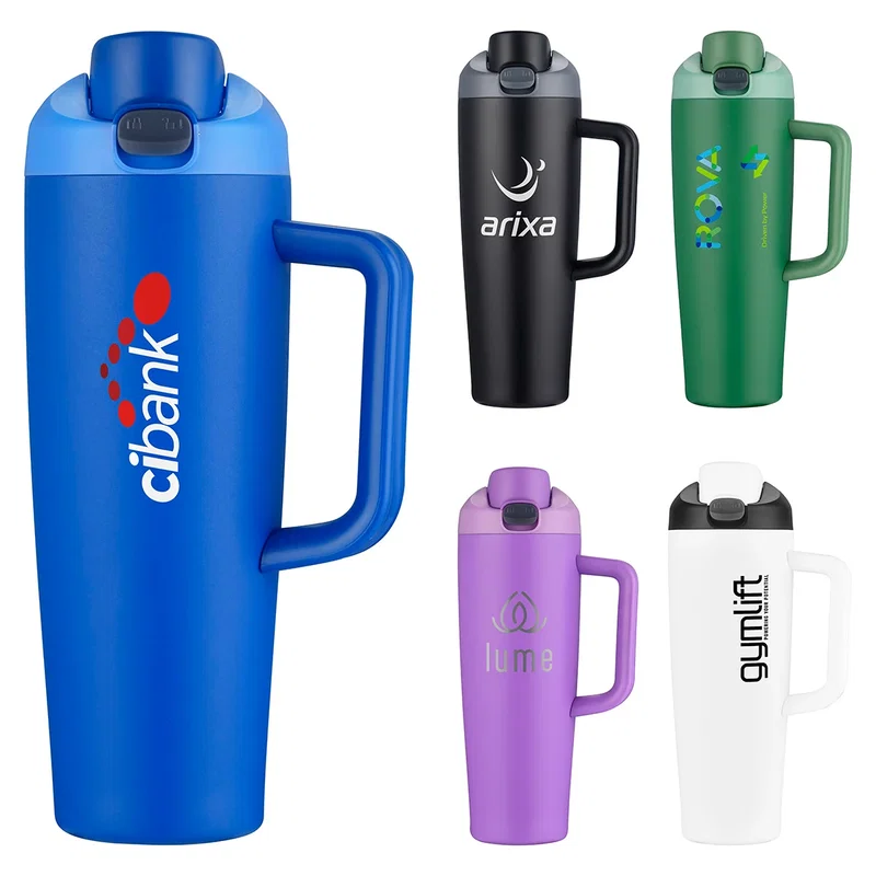 Custom Burton 30 oz Eco-friendly Vacuum Insulated Stainless Steel Mug, front view of the branded mug