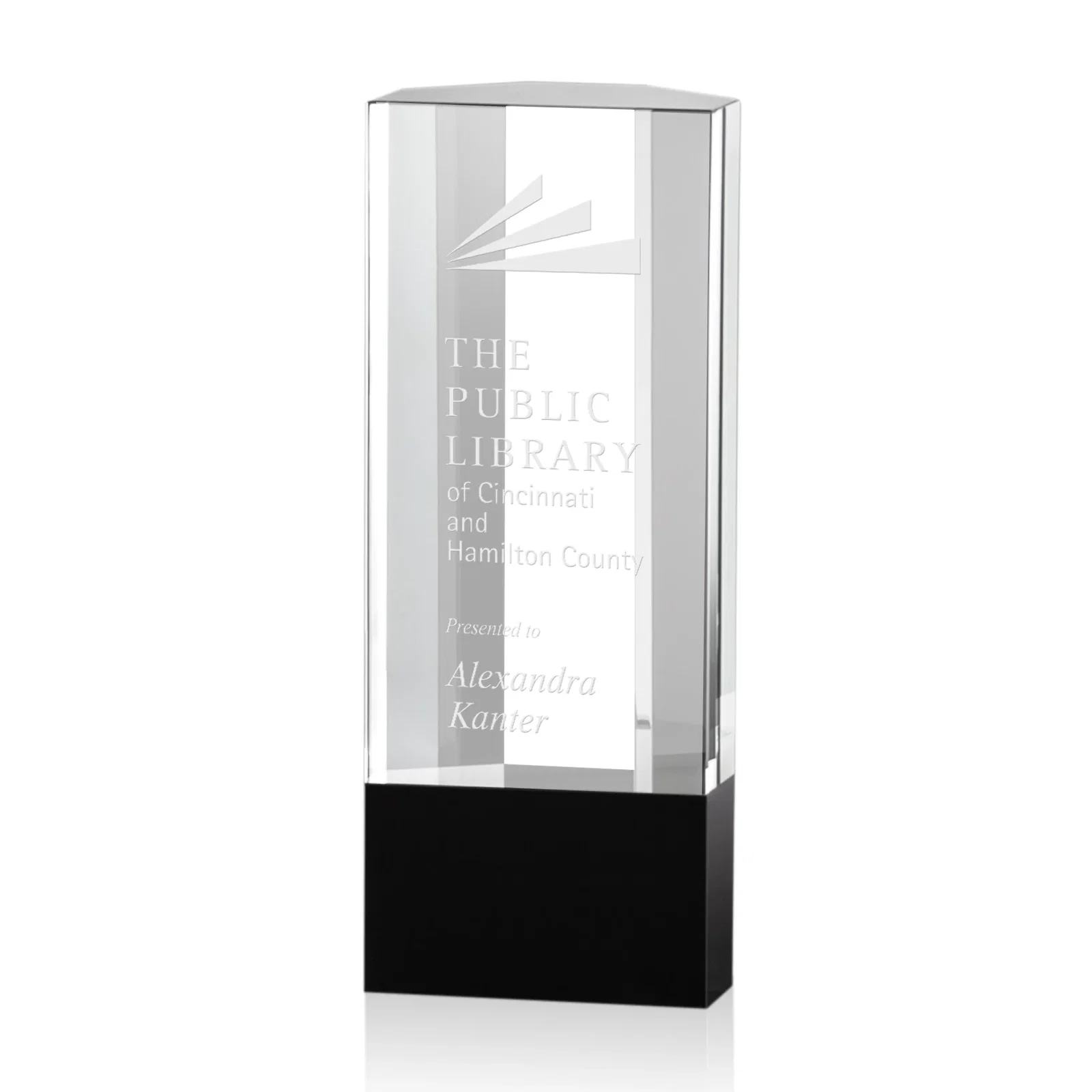Custom Crystal Burton Achievement Award — view 2