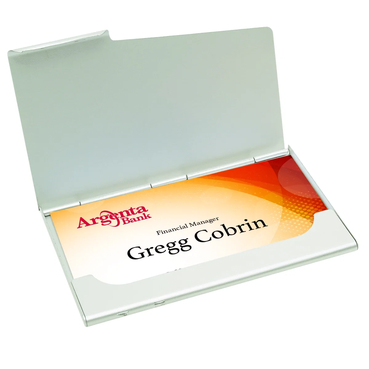Opened to reveal the cards stored inside