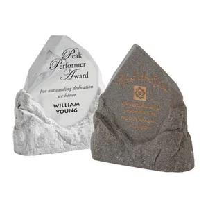 White Carrara Marble Obelisk Rising From a Mountain Base