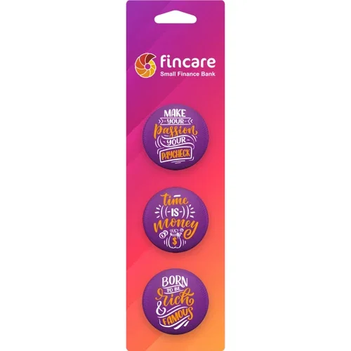 Button Collage Card Bookmark showing three 1.5 inch buttons on bookmark card