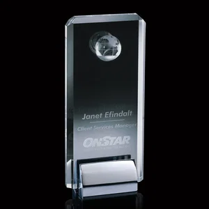 Crystal Globe Award on a Chrome Base