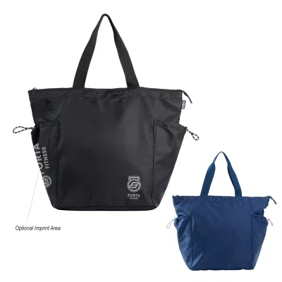 Roomy ripple textured tote bag with long shoulder handles
