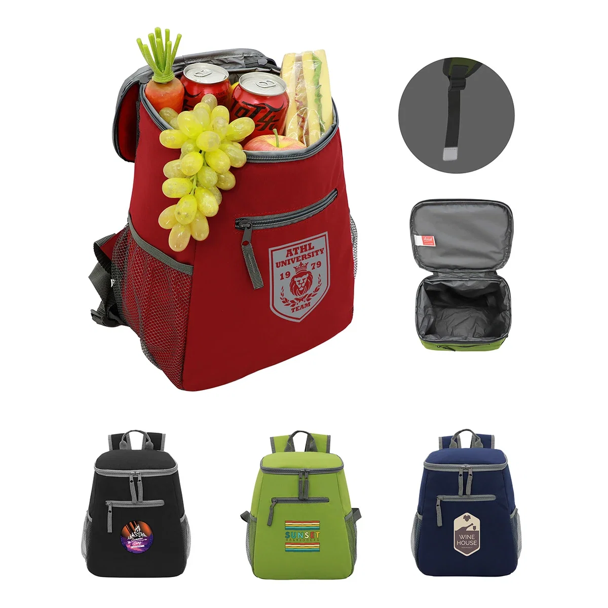 Custom Cabana 20-Can Cooler Backpack, front view of the branded cooler backpack