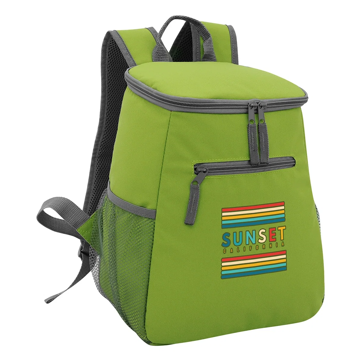 Cabana Cooler Backpack shown open, displaying the insulated 20-can interior