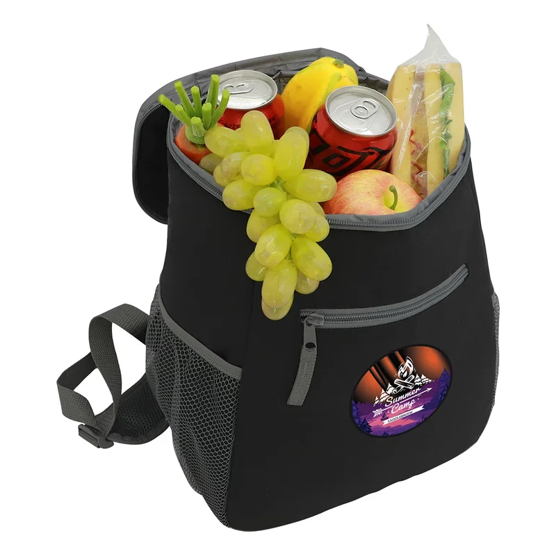 Cabana Cooler Backpack's front pocket shown open for extra storage