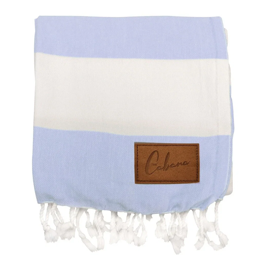 Custom Cabana Turkish Towel — Light Blue — view 4