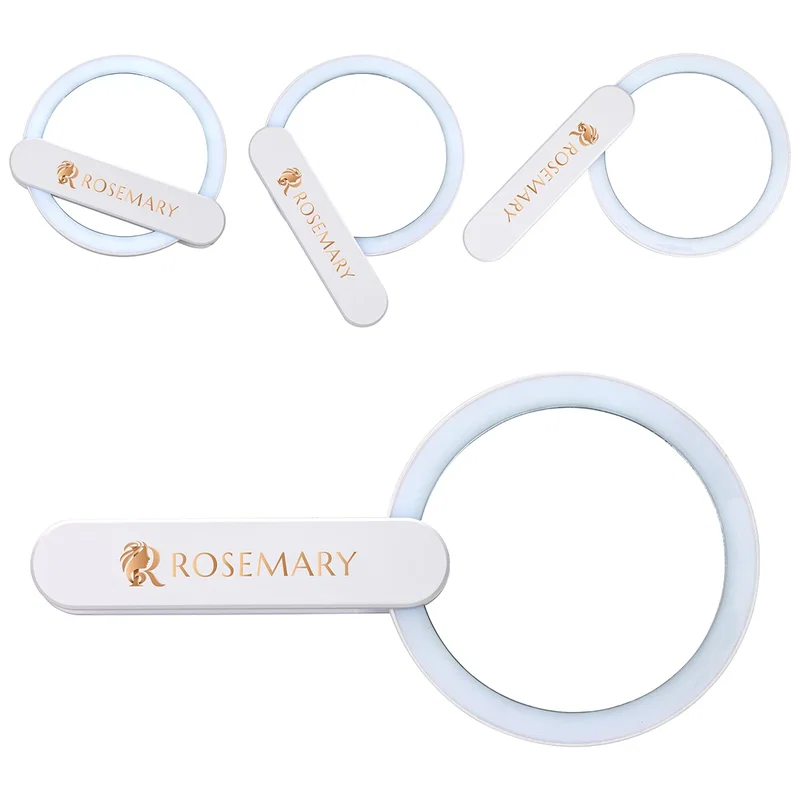 Side profile of the promotional Cabaret LED Mirror showing the swivel handle